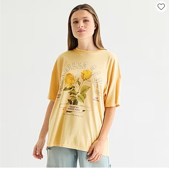 Arizona Womens Crew Neck Short Sleeve Oversized Juniors Graphic T-Shirt - Picture 1 of 5
